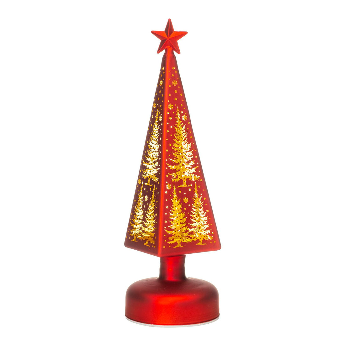 NOEL by Lamart Glass Christmas Tree with LED Christmas Decoration 29cm Red