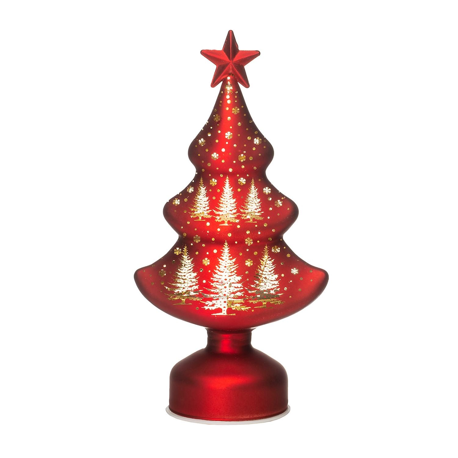 NOEL by Lamart Glass Christmas Tree with LED Christmas Decoration 23cm Red