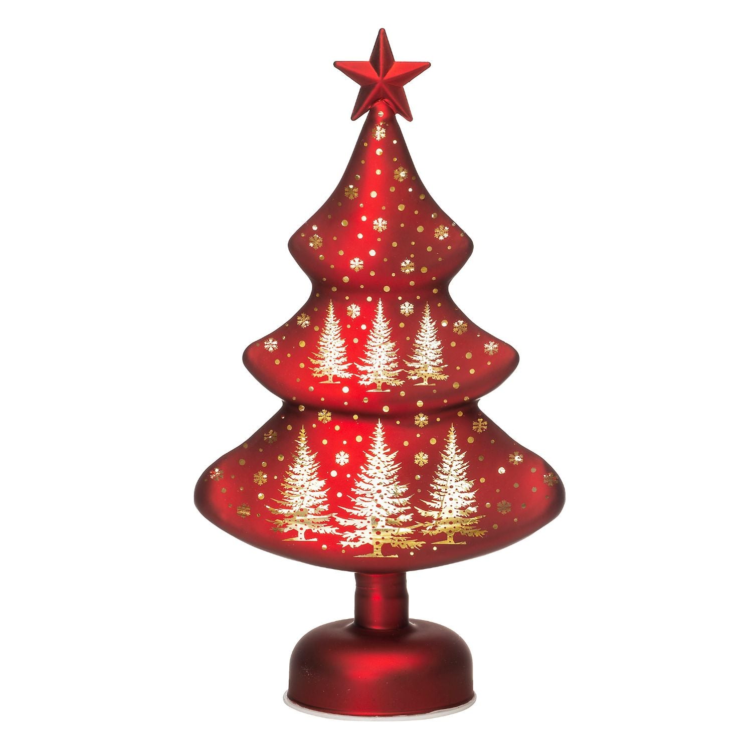 NOEL by Lamart Glass Christmas Tree with LED Christmas Decoration 33cm Red