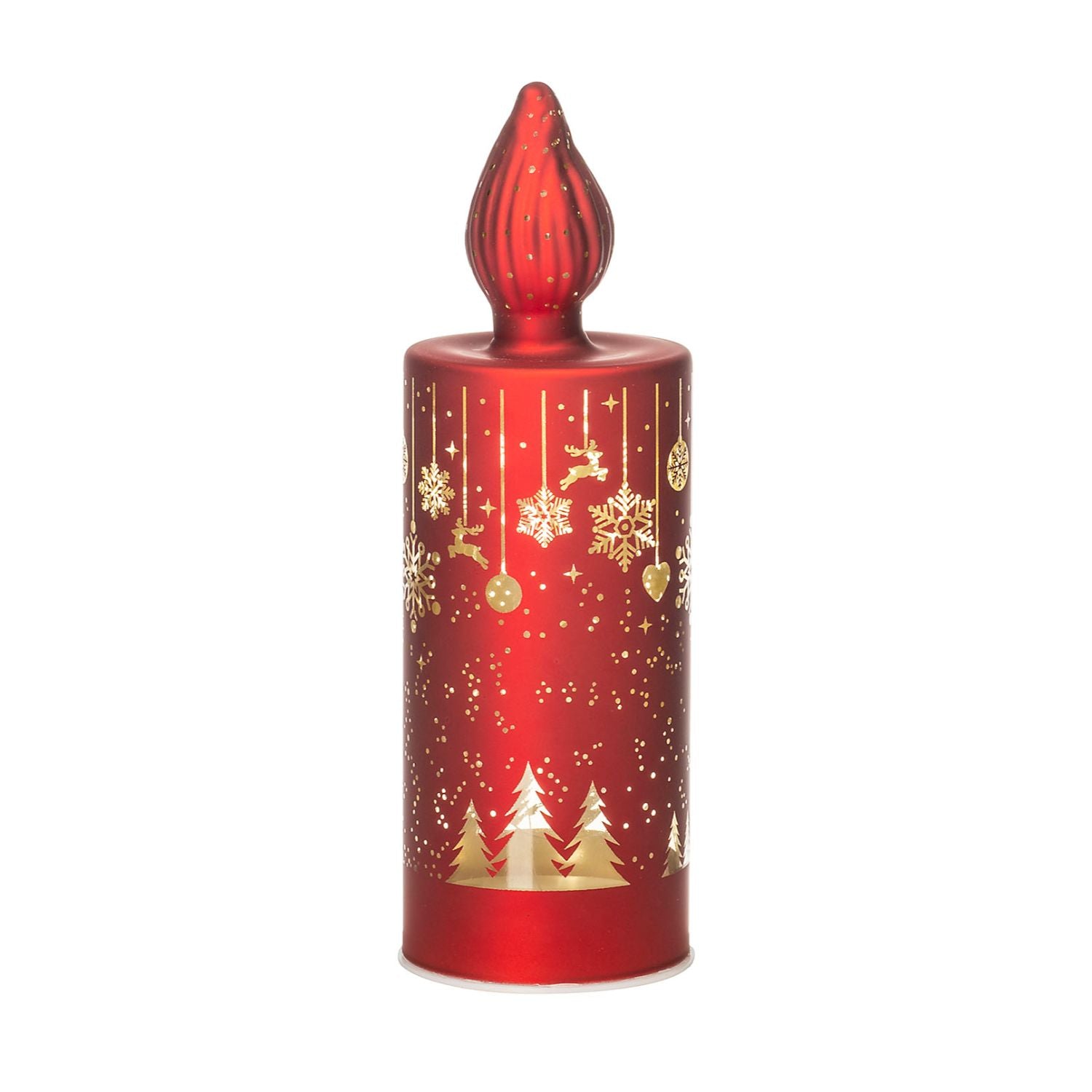 NOEL by Lamart Glass Candle with LED Christmas Decoration 22cm Red