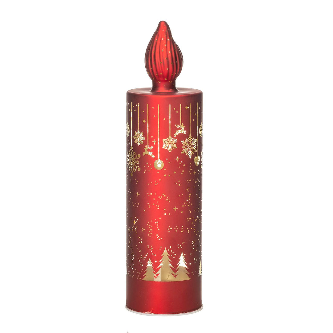 NOEL by Lamart Glass Candle with LED Christmas Decoration 27cm Red