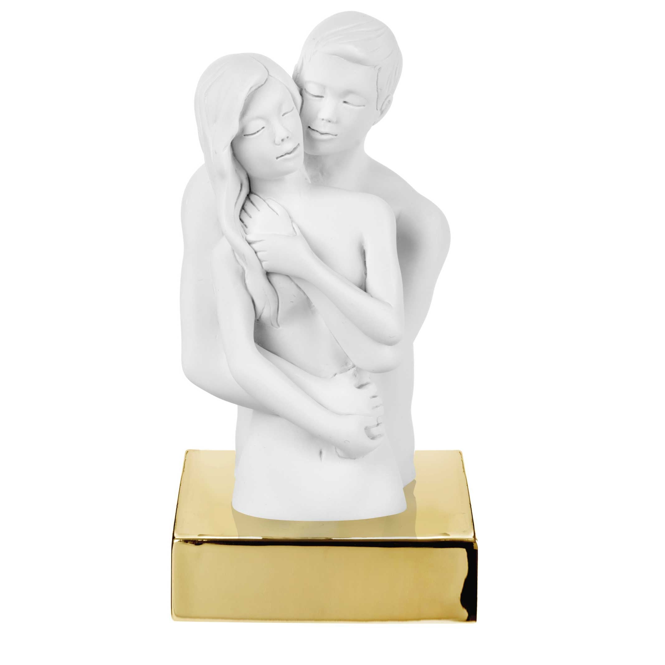 BONGELLI PREZIOSI Sculpture Statue Bust Couple 15cm Marmorino Gold