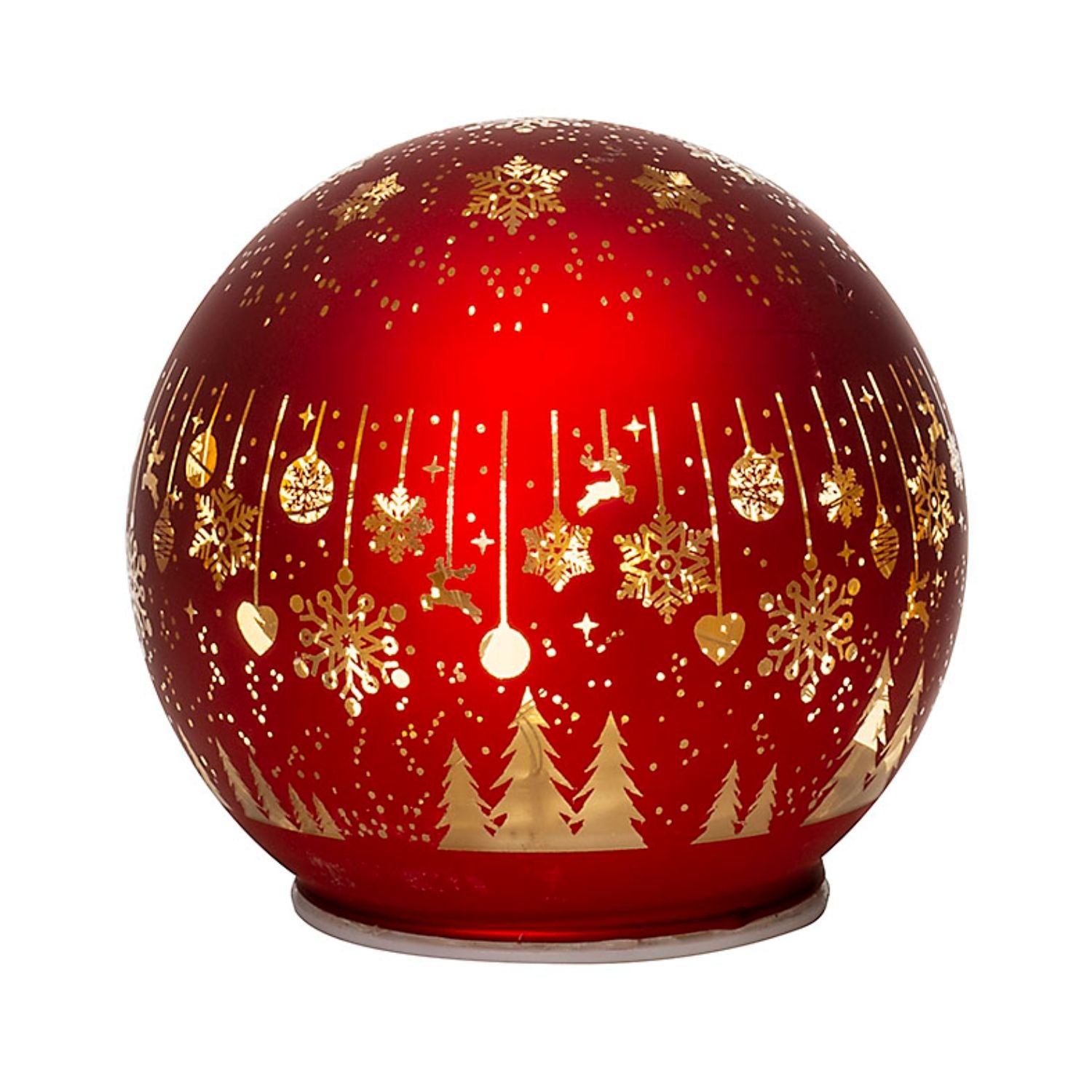 NOEL by Lamart Luminous Glass Sphere Ball with LED Christmas Decoration 10cm Red