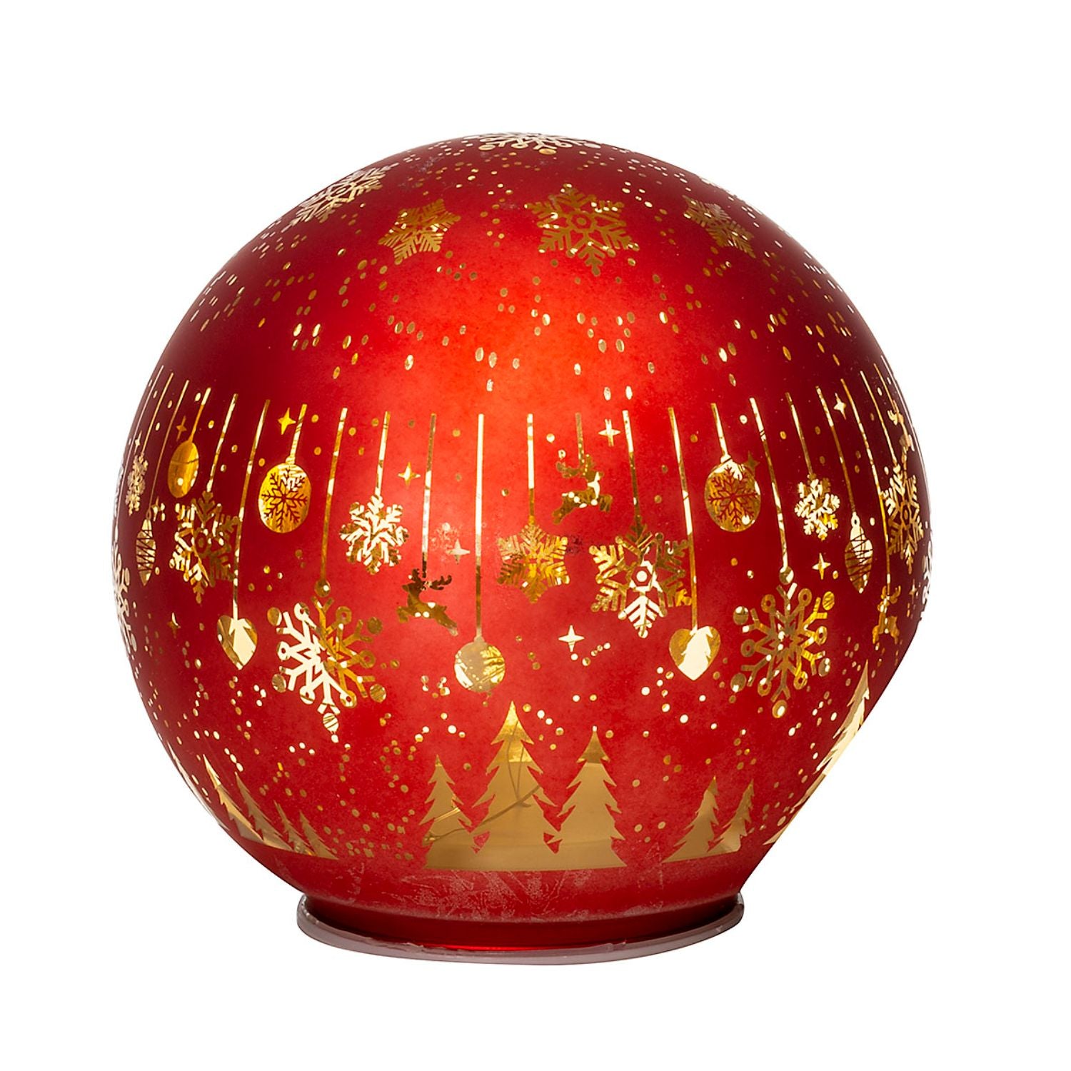 NOEL by Lamart Luminous Glass Sphere Ball with LED Christmas Decoration 12cm Red