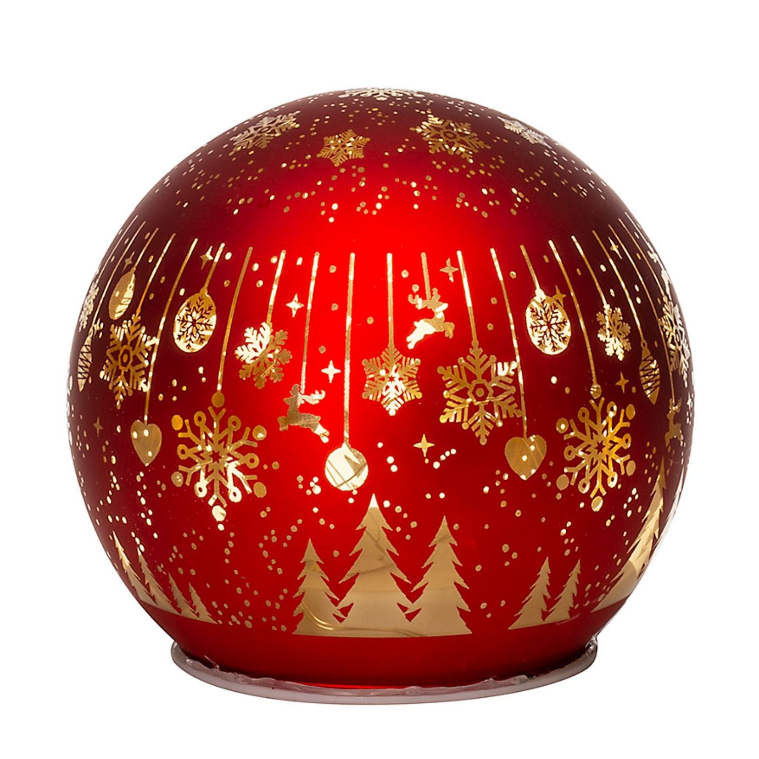 NOEL by Lamart Luminous Glass Sphere Ball with LED Christmas Decoration 15cm Red