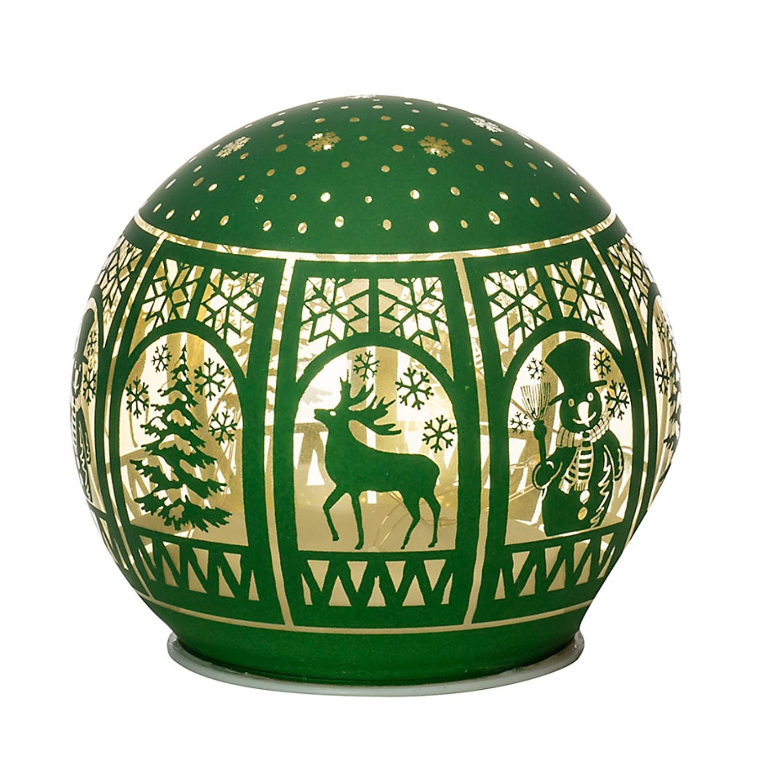 NOEL by Lamart Luminous Glass Sphere Ball with LED Christmas Decoration 10cm Green