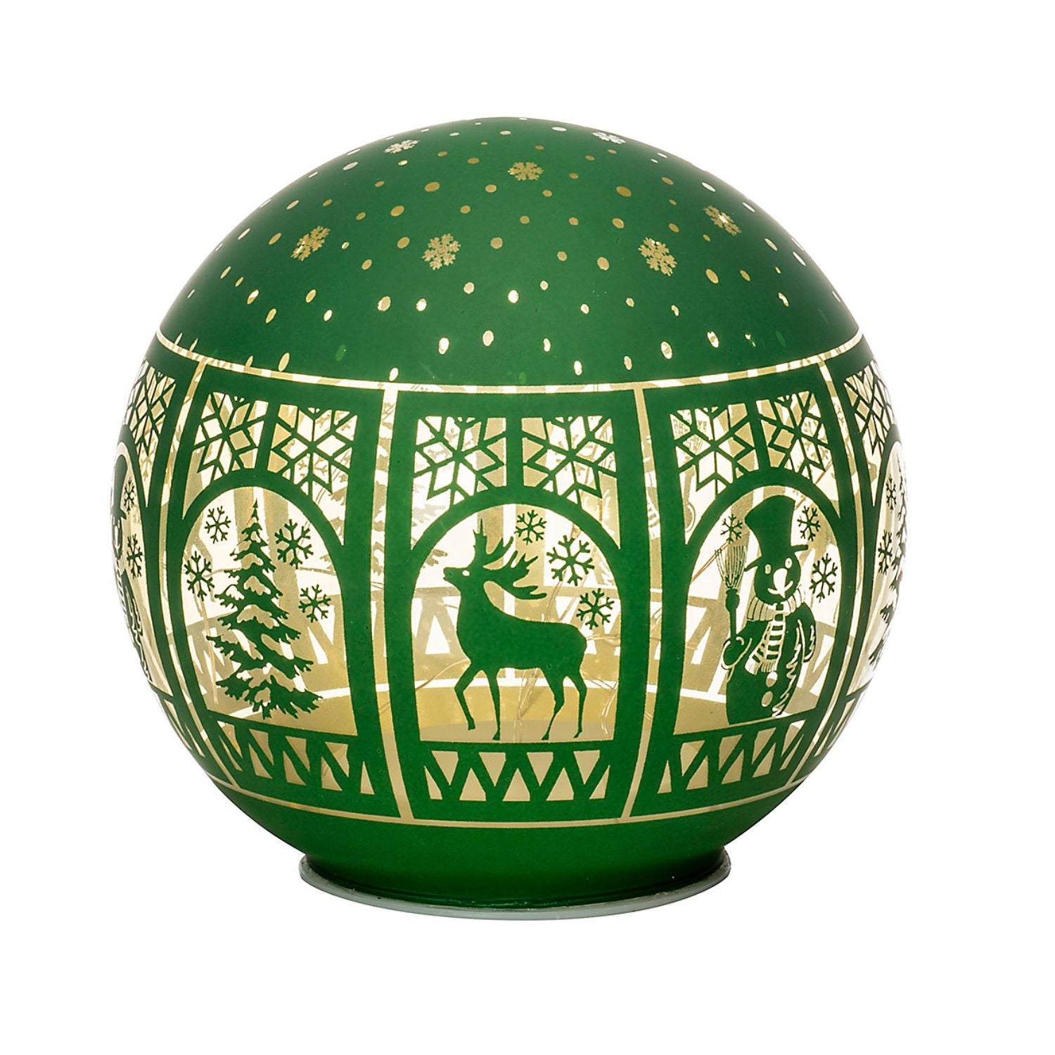 NOEL by Lamart Luminous Glass Sphere Ball with LED Christmas Decoration 12cm Green