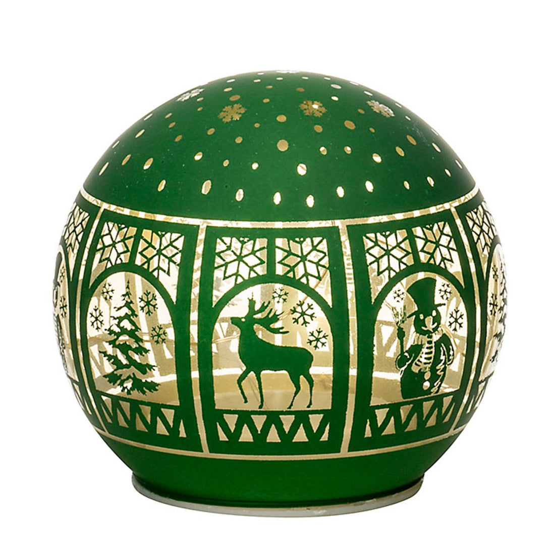 NOEL by Lamart Luminous Glass Sphere Ball with LED Christmas Decoration 15cm Green