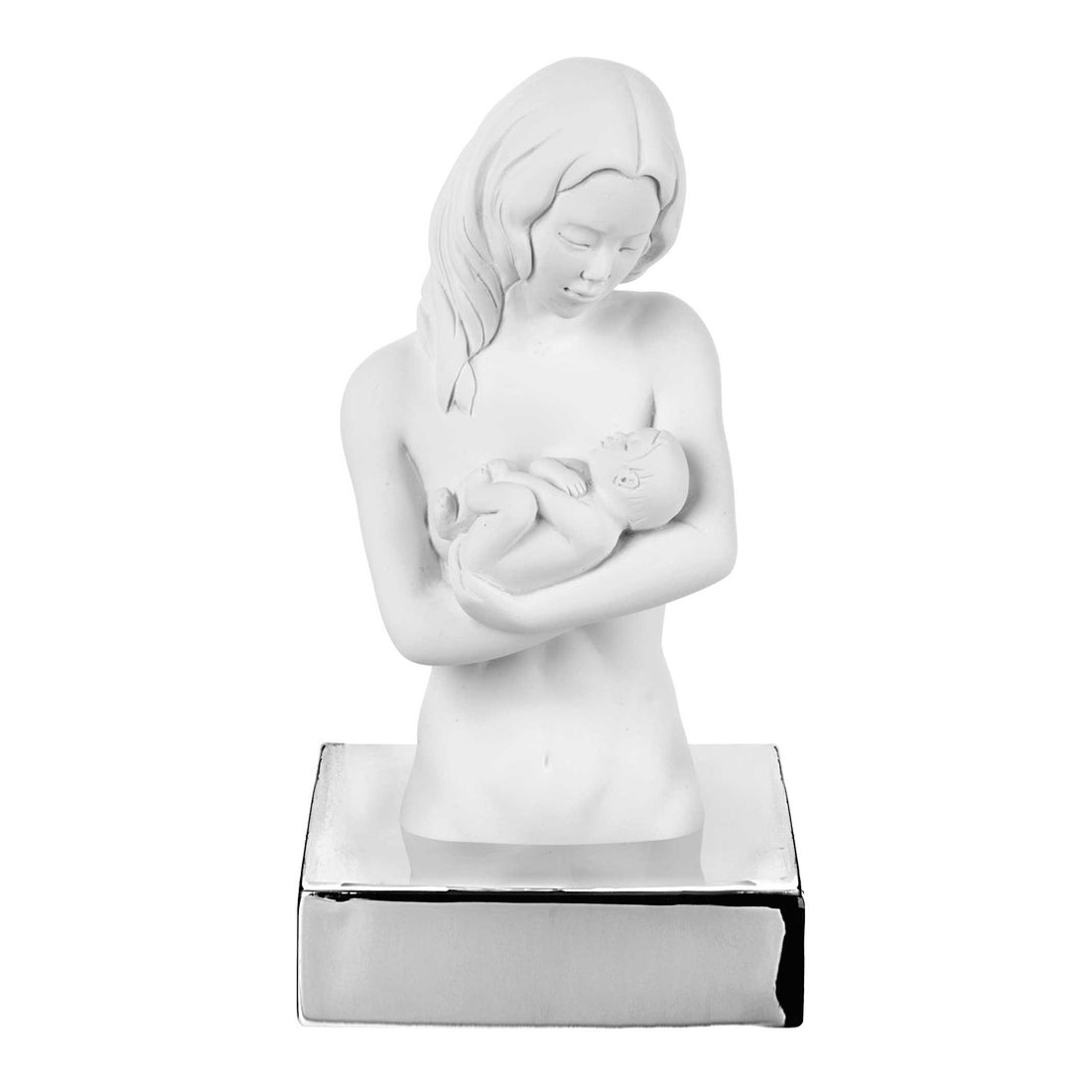 BONGELLI PREZIOSI Statue Figure Mother w/Child Silver 15cm Marmorino