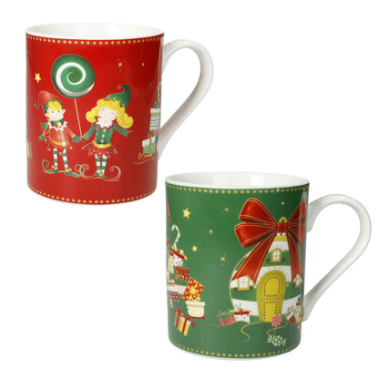 BRANDANI Set of 2 Elfomagia MUG Cups 8x9.5cm Porcelain Christmas Table