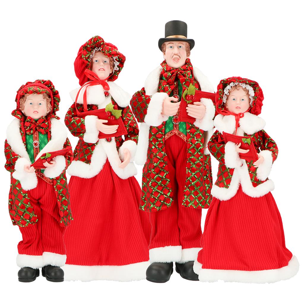 TIMSTOR Set of 4 Christmas Choir Singers 27cm Red Fabric