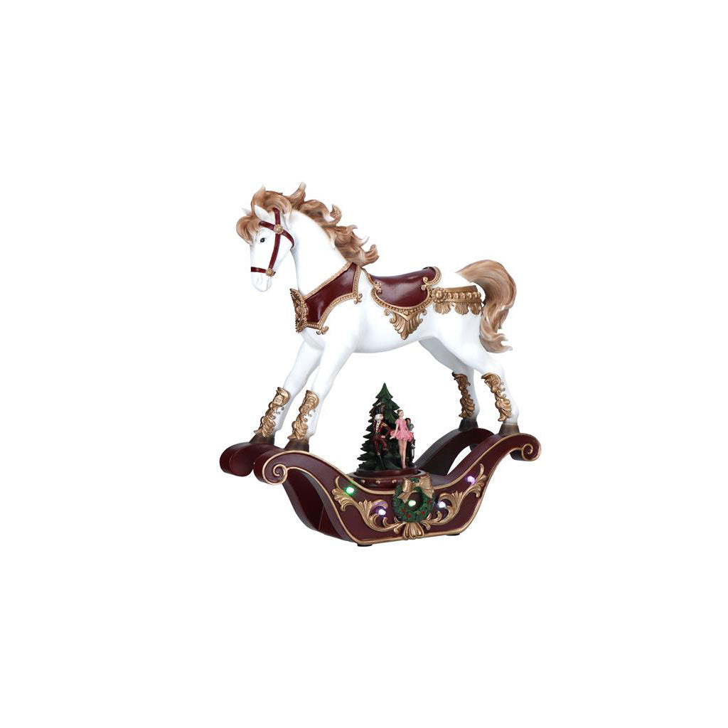 TIMSTOR Rocking Horse with LED Christmas Decoration 37x33cm Polyresin