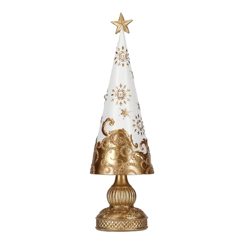 TIMSTOR - Christmas Tree Christmas Decoration White Gold 41cm Resin