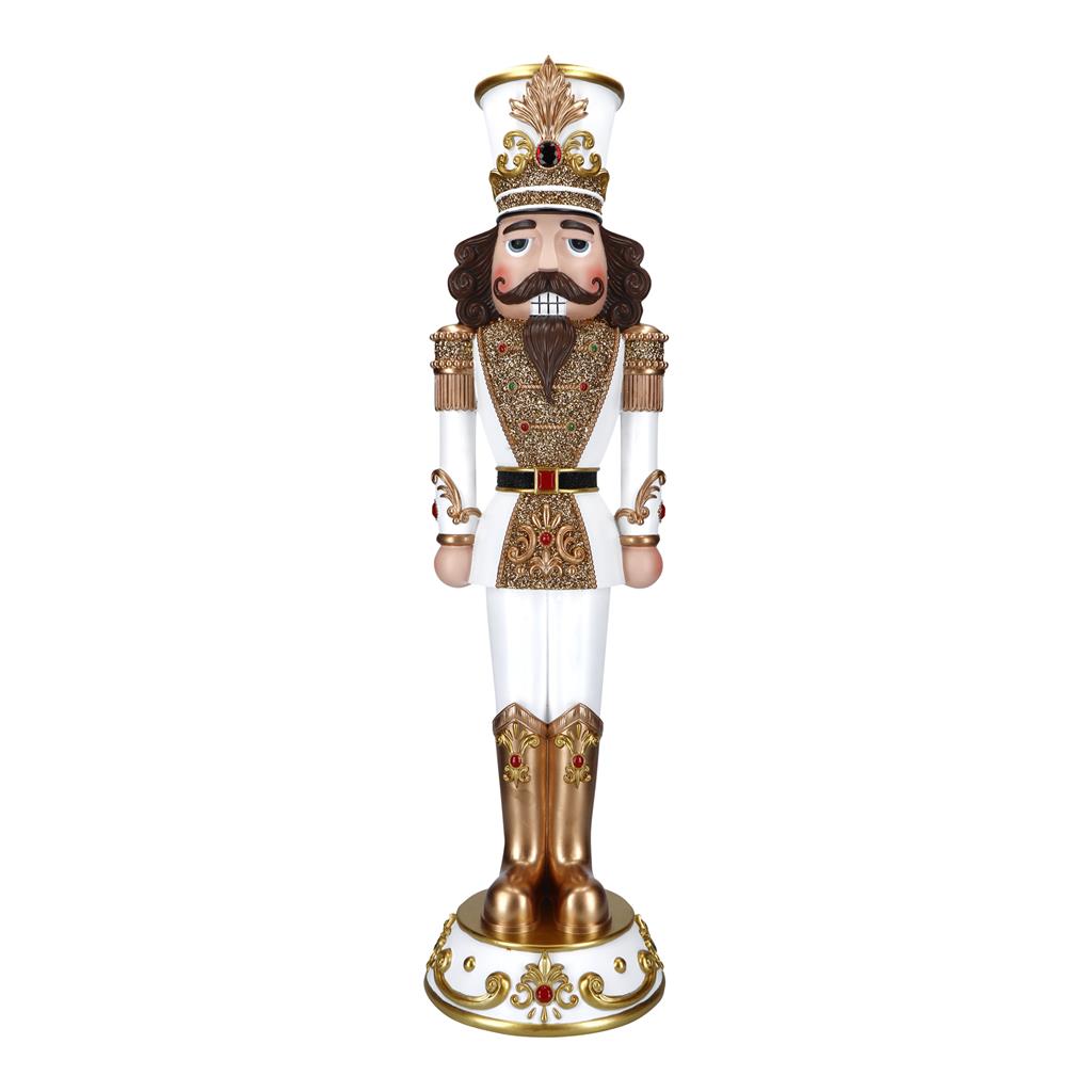 TIMSTOR Soldatino Schiaccianoci di Natale Nutcracker 122cm Poliresina Bianco e Oro