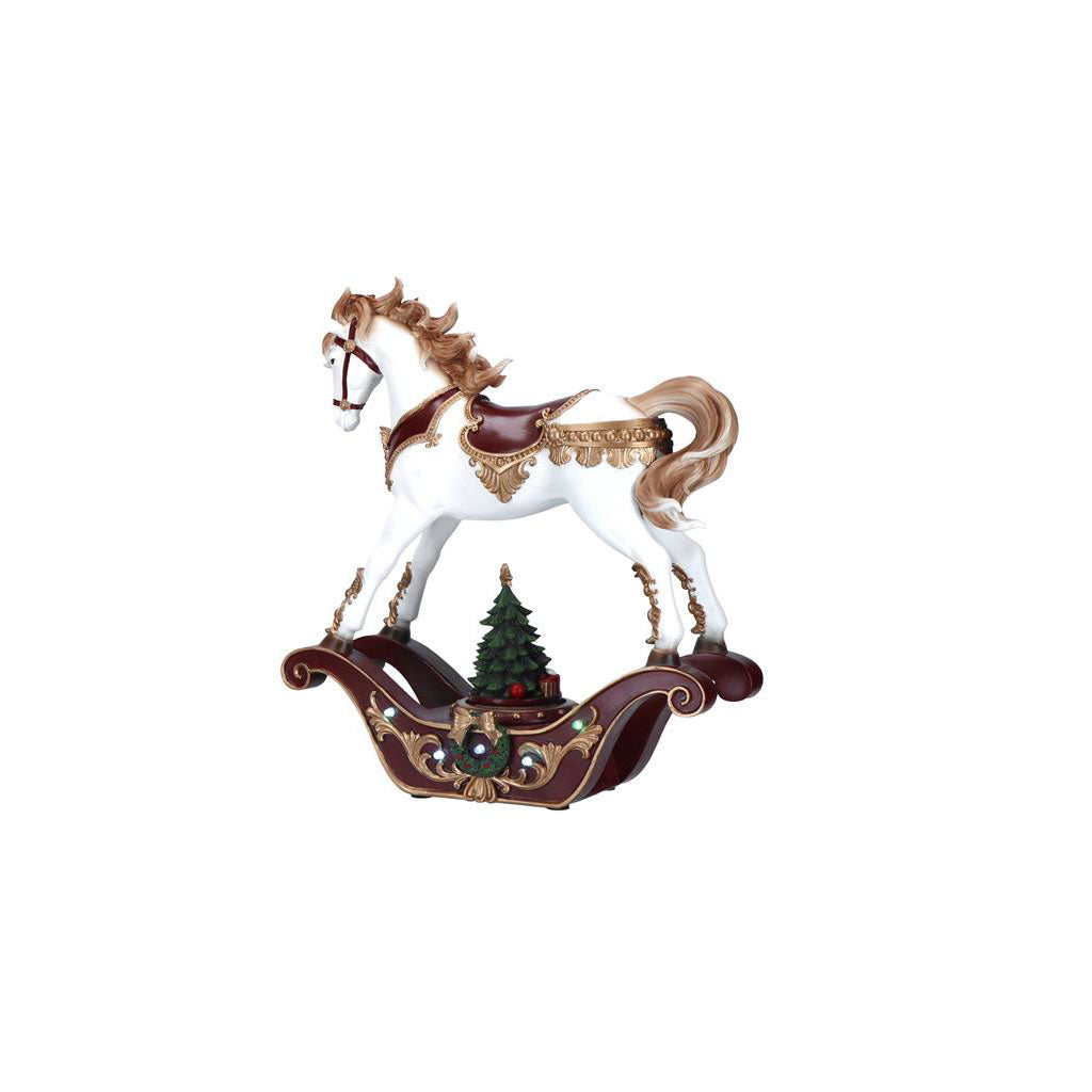 TIMSTOR Rocking Horse with LED Christmas Decoration 37x33cm Polyresin