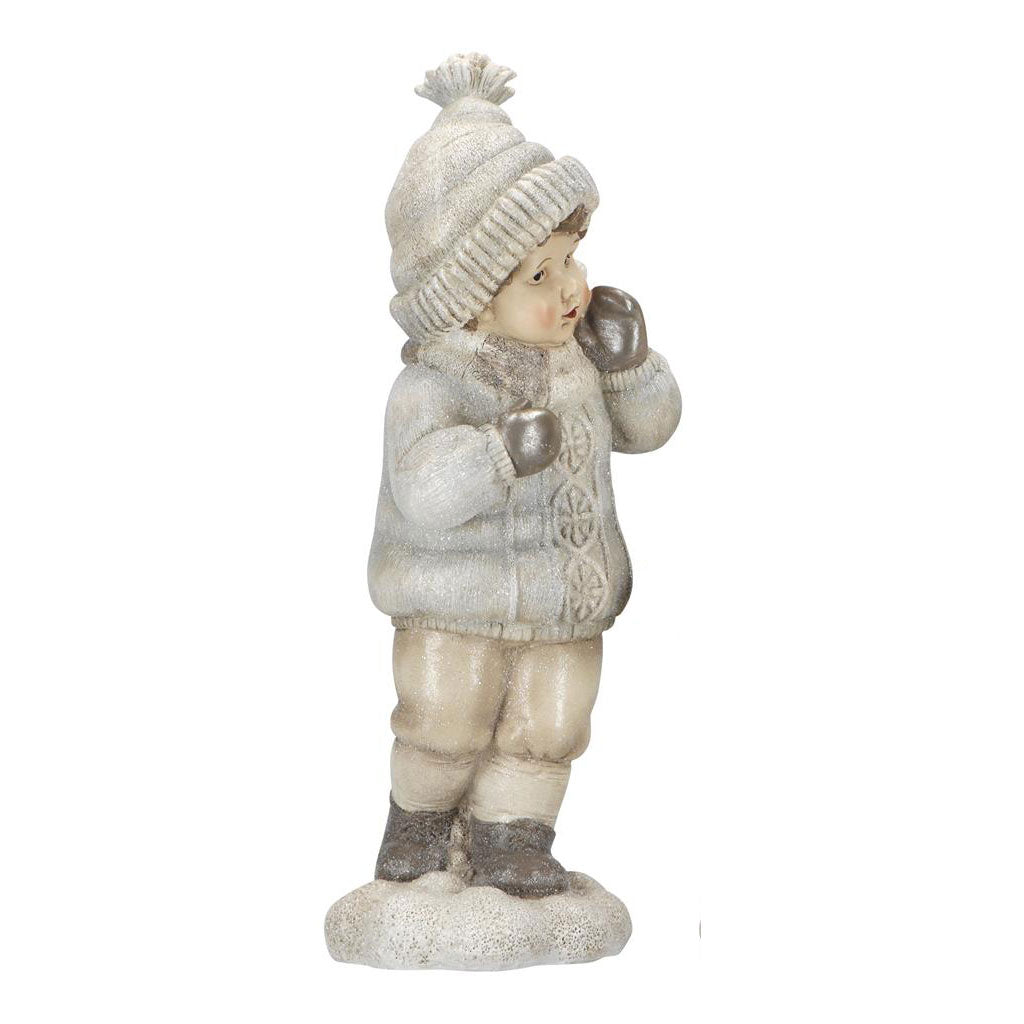 TIMSTOR Standing Baby Christmas Decoration 33cm Gray Beige Polyresin