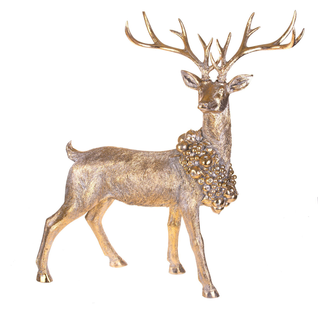 BIANCHI DINO Large Reindeer Standing Figure in Polyresin 102cm Gold Christmas Decoration