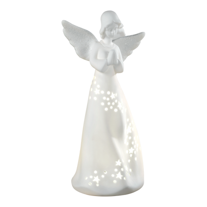 MASCAGNI CASA Porcelain Christmas Angel with LED 24cm White