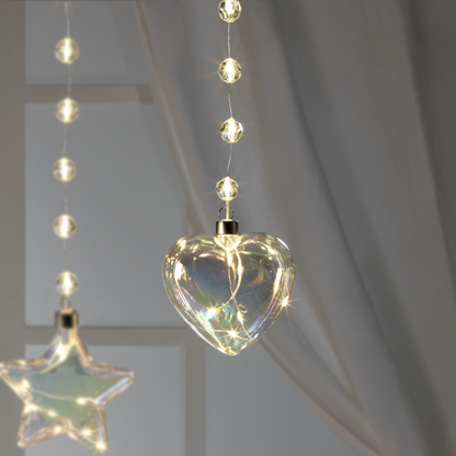 MASCAGNI CASA Glass Heart with LED Lights to Hang 12.5cm