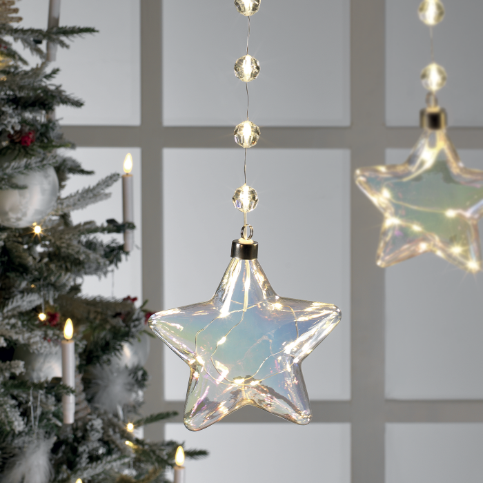 MASCAGNI CASA Glass Star with LED Lights to Hang 15cm