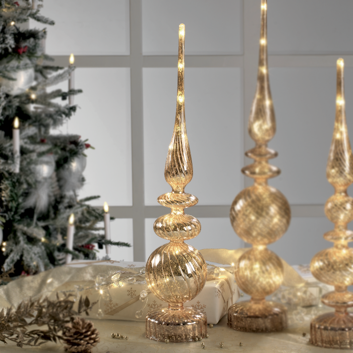 MASCAGNI CASA Decorazione Puntale in Vetro con LED 45cm Oro