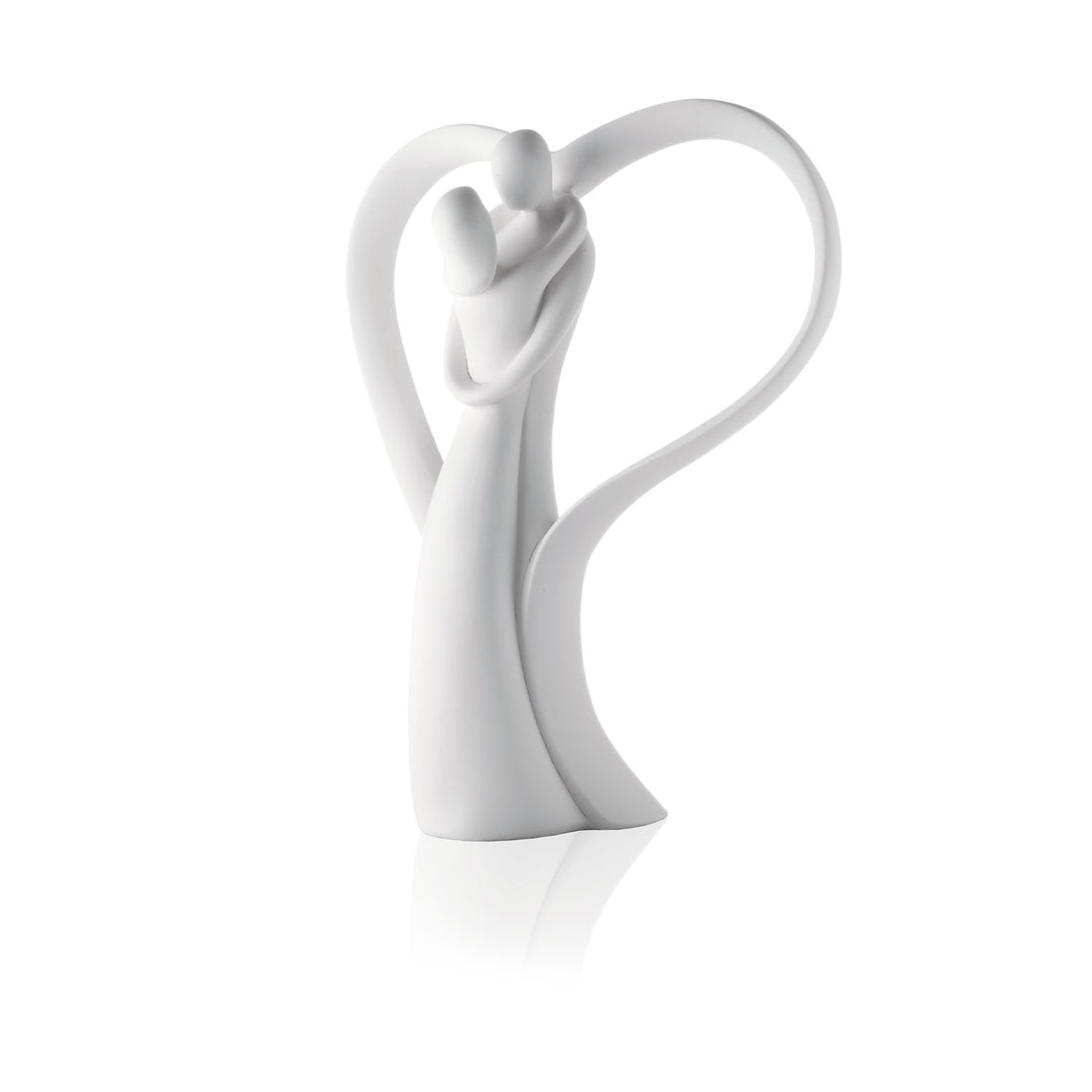 BONGELLI PREZIOSI - White Heart Lovers Figure Statue 39cm Marmorino