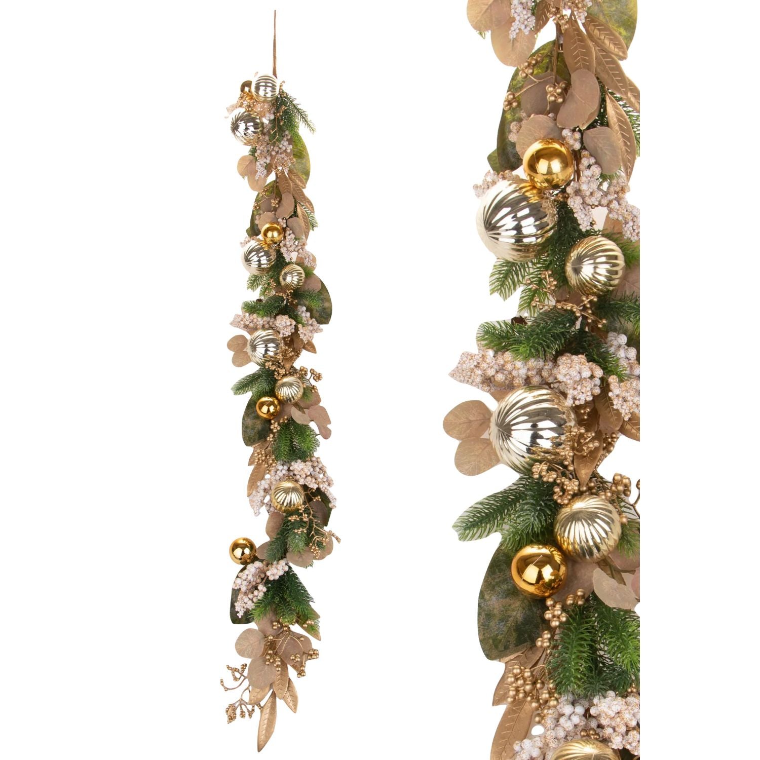 BIANCHI DINO Boa Festoon Garland with Synthetic Gold Spheres 150cm