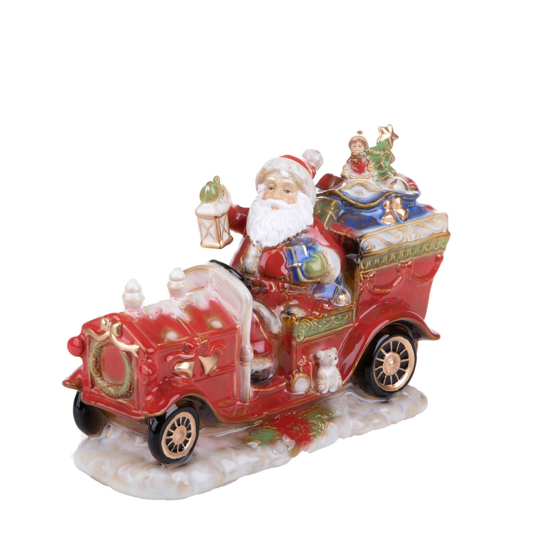 BIANCHI DINO Santa Claus on Car Christmas Decoration 34cm Porcelain