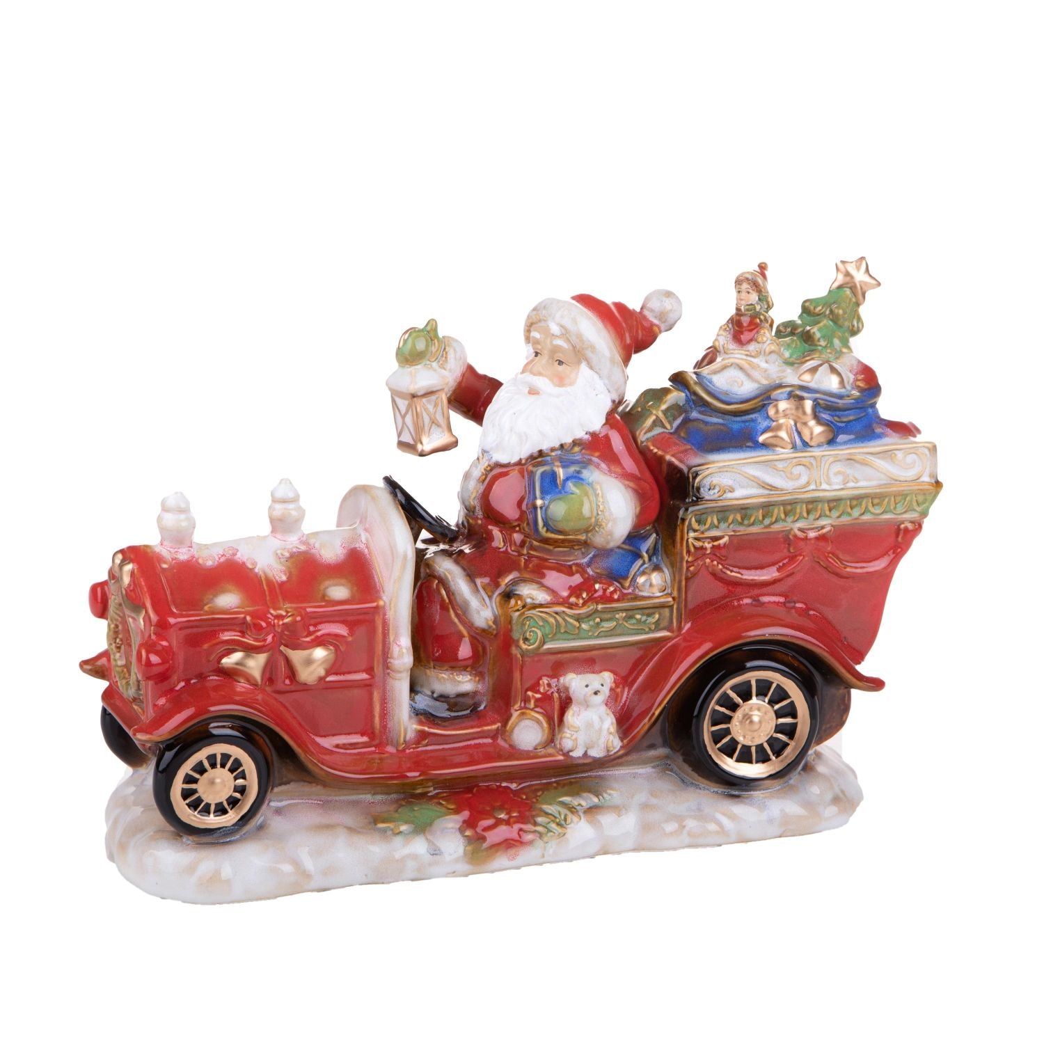 BIANCHI DINO Santa Claus on Car Christmas Decoration 34cm Porcelain