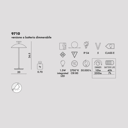 KARTELL Mini Geen-A Battery Version Table Lamp Brick Red 36.5cm Steel