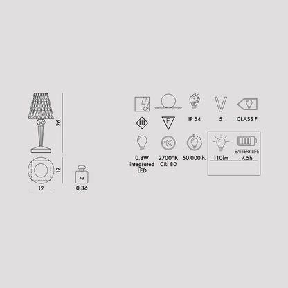 KARTELL Battery Lampada da Tavolo Trasparente 26cm PMMA