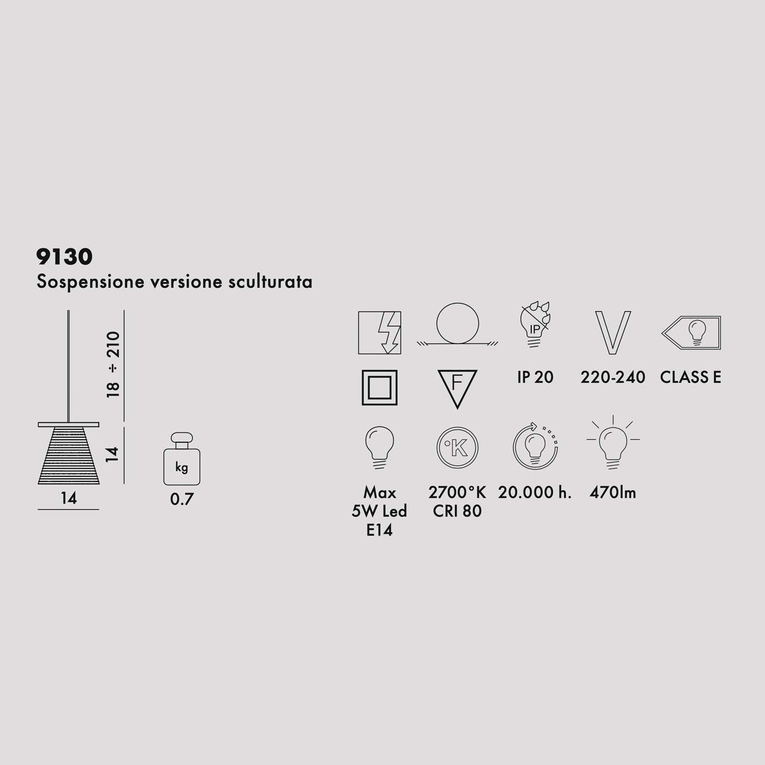 KARTELL Light-Air Lampada a Sospensione Lampadario Trasparente 14x14cm Policarbonato 2.0