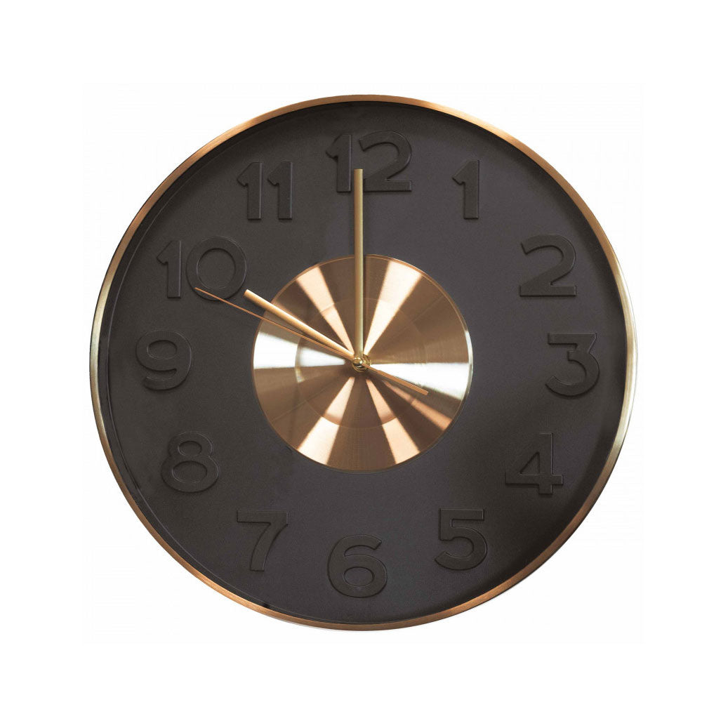 BRANDANI Vintage Black and Gold Wall Clock 40cm PC