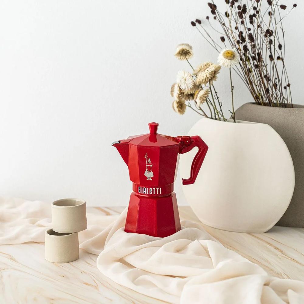 BIALETTI Caffettiera Moka Exclusive Red 3 Tazze Alluminio Rosso