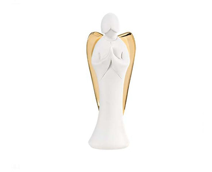 BONGELLI PREZIOSI Stylized Angel Praying Gold 12cm Marmorino