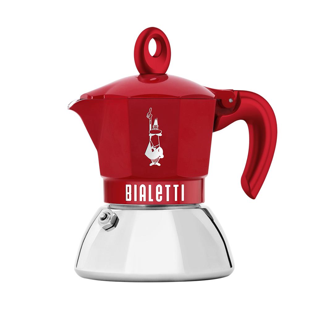 BIALETTI Caffettiera Moka Exclusive Induction Red 4 Tazze Induzione Alluminio Acciaio