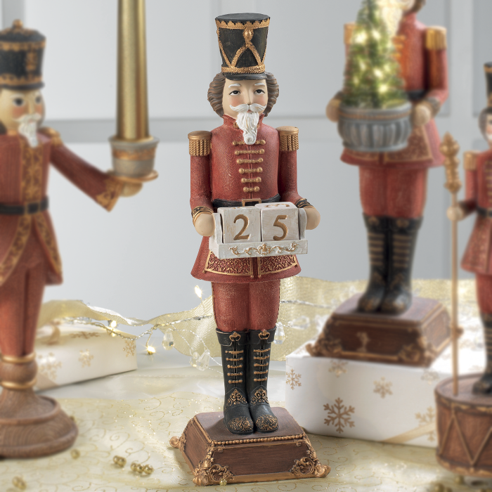 MASCAGNI CASA Christmas Nutcracker Soldier with Calendar 32cm Polyresin