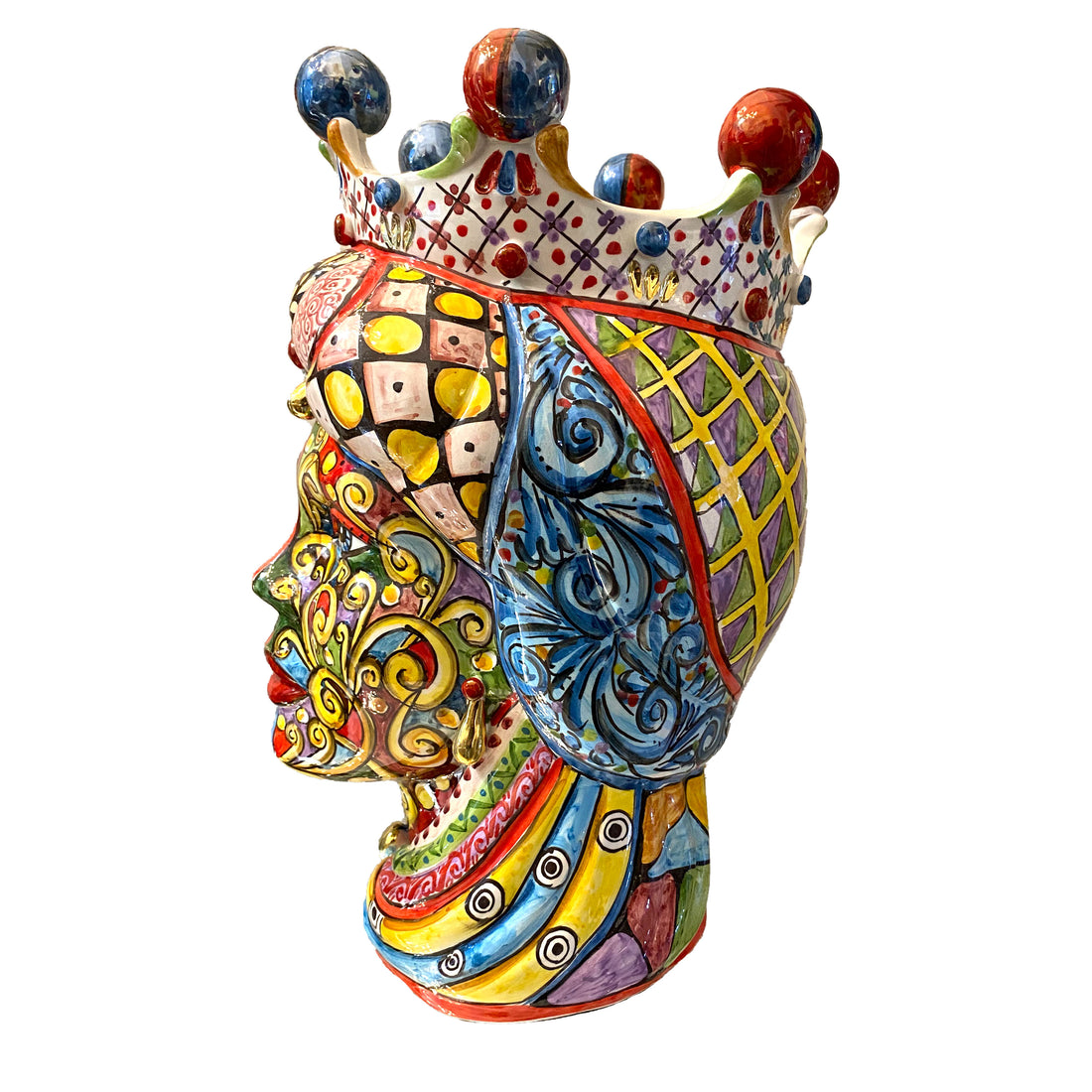 VERUS Sicily Art Testa di Moro Donna Colorata 40cm Vaso Siciliano Ceramica di Caltagirone