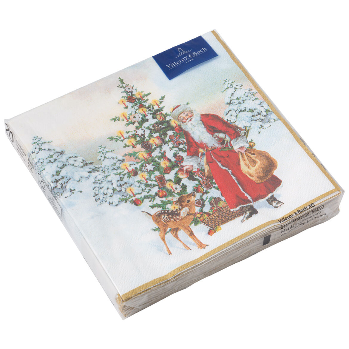 VILLEROY &amp;amp; BOCH Winter Specials Toys Santa Claus Napkin with Large Fir Tree 33x33cm 20 Pieces