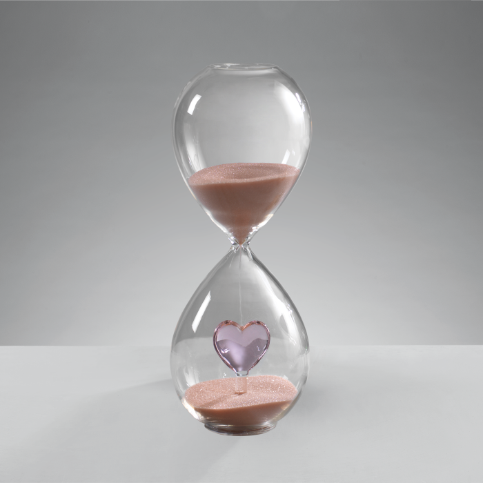 MASCAGNI CASA Glass Hourglass with Pink Heart 20cm