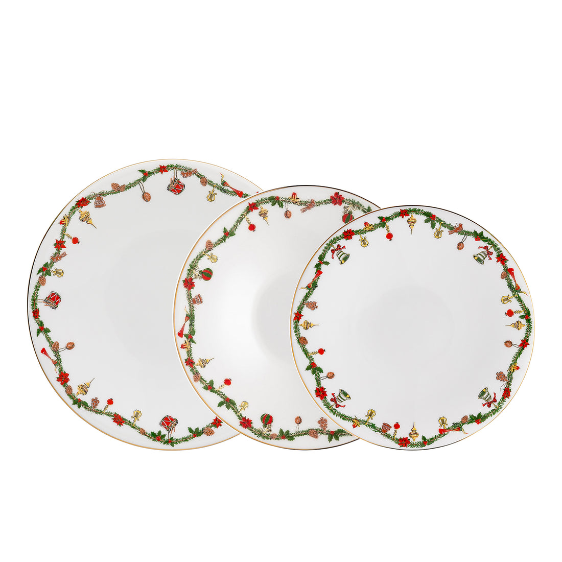 HUTSCHENREUTHER Nora Christmas Table Service Set 18 Pieces Christmas Plates White Porcelain