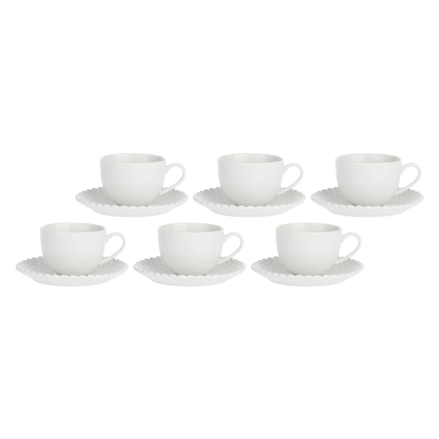 LA PORCELLANA BIANCA Momenti Tea Cup with Saucer Set 6 Pieces 220ml White