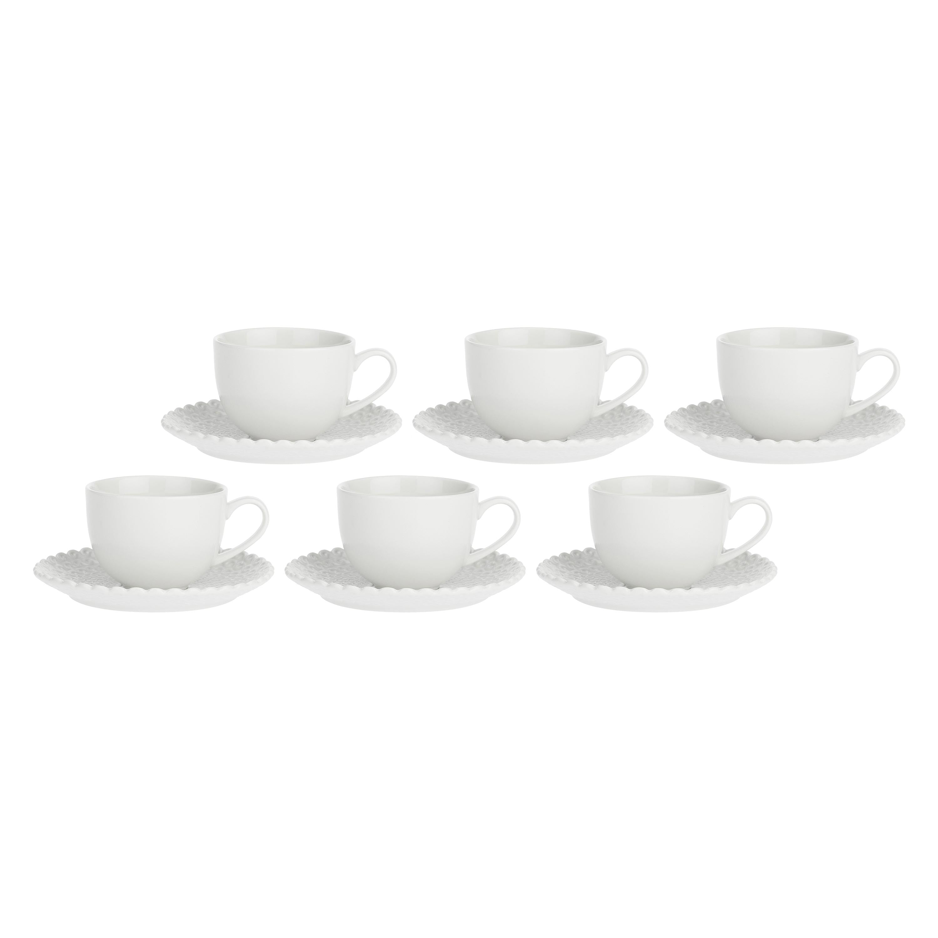 LA PORCELLANA BIANCA Momenti Tea Cup with Saucer Set 6 Pieces 220ml White