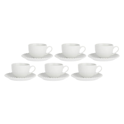 LA PORCELLANA BIANCA Momenti Tea Cup with Saucer Set 6 Pieces 220ml White