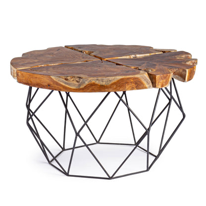 BIZZOTTO Adanya Coffee Table in Teak Root Wood with Steel Structure 80x40cm