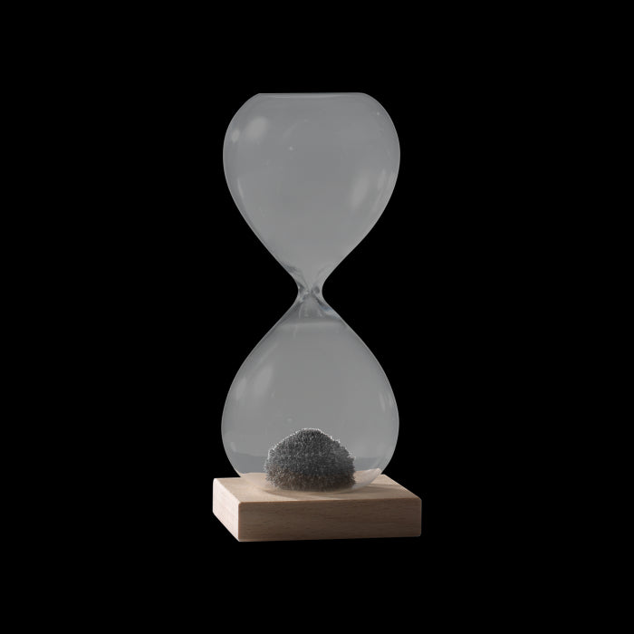 MASCAGNI CASA Magnetic Hourglass in Glass Wooden Base 16cm