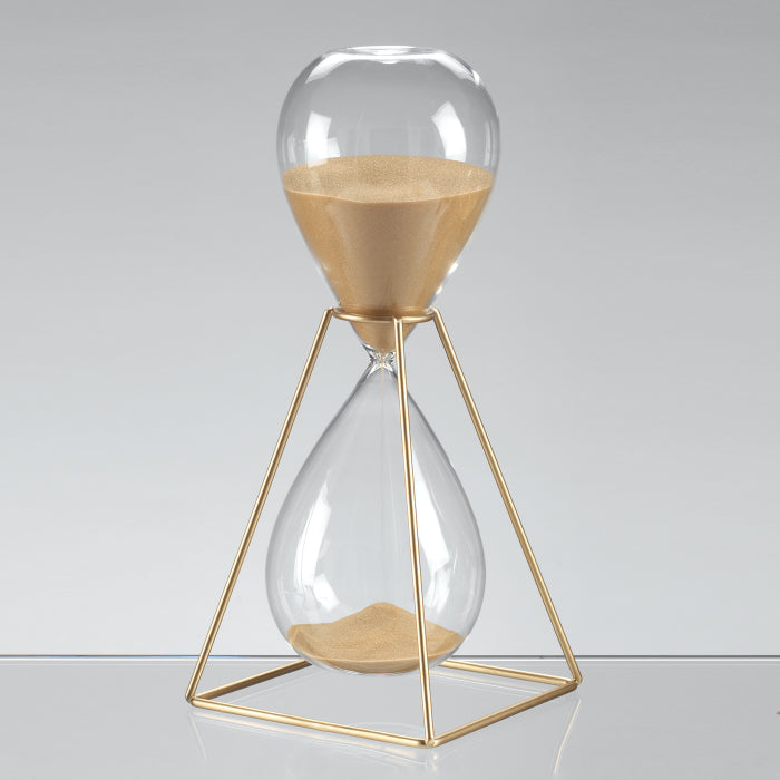 MASCAGNI CASA Hourglass 30 Min Glass Metal Support 28cm Beige